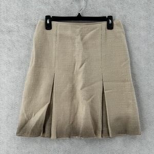 Bottega Veneta Skirt Size 38 (US2) Beige Tan A-Line Pleated Wool‎ Hemp Ombre